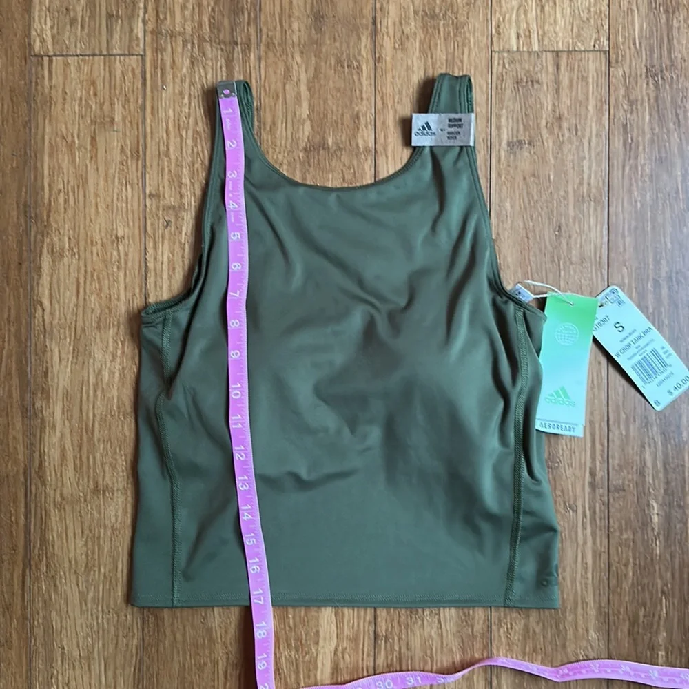 NWT Adidas Women's Crop Tank Medium Support Sports Bra Green Size Small - Picture 9 of 11